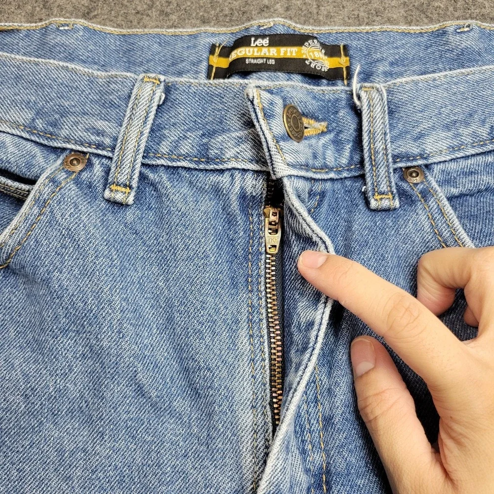 Lee Jeans Mens 38x30 Blue Denim Boho Streetwear Grunge Regular Fit Straight Leg